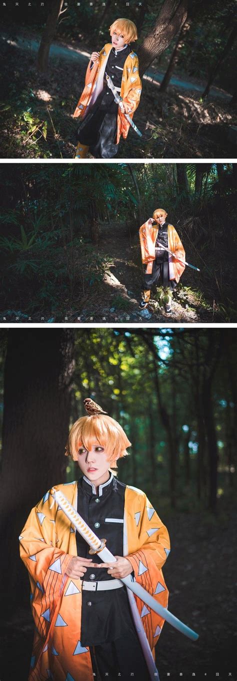 Demon Slayer Kimetsu no Yaiba Zenitsu Agatsuma Cosplay Costume ...