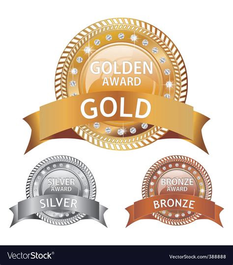 Gold silver and bronze awards Royalty Free Vector Image