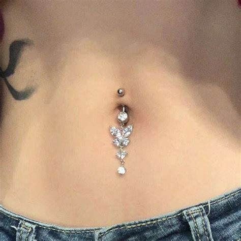 Belly Button Rings Butterflybelly Piercingbutterfly Navel - Etsy