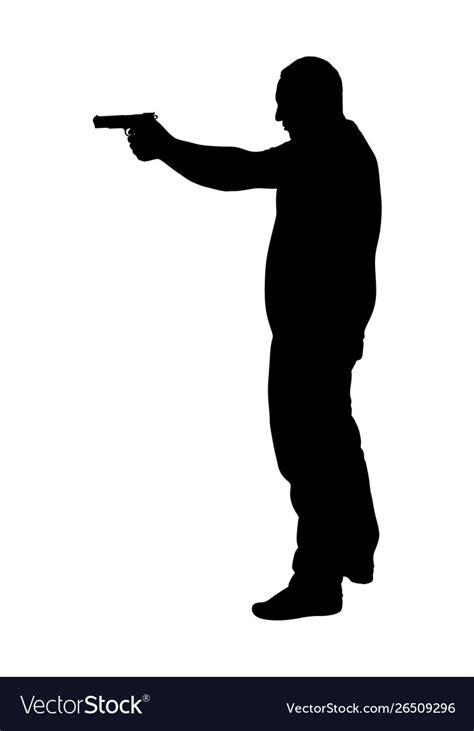 Man with gun silhouette policeman pistol Vector Image