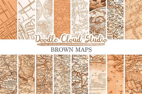 Brown Vintage Maps Digital Paper, Old World Map, City Map, Nautical ...