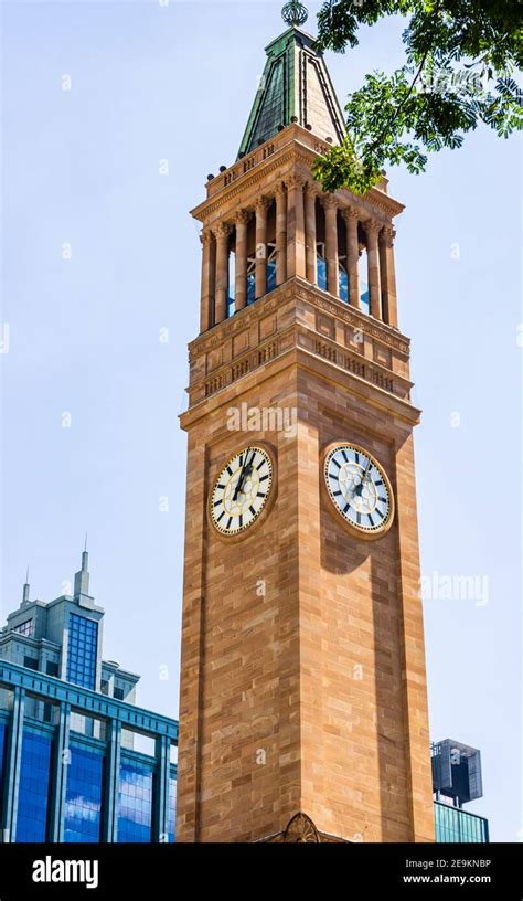 Brisbane City Hall Clock Tower in downtown Brisbane, Australia, 2021 ...