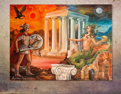 Greek Mythology Art Goddess Oil Painting Perseus and Gorgon - Etsy Finland