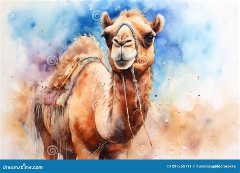 Watercolor Camel Watercolor Realistic Camel Desert Stock Illustration ...