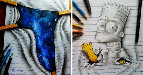 16-Year-Old Artist Draws Amazing 3D Optical Illusions In His Notebook ...