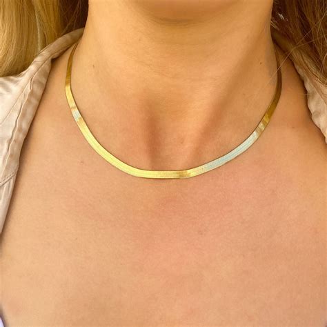 14K Gold Grand Herringbone Necklace 5mm – Baby Gold