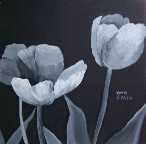 Patty Ann Sykes Art: White Tulips Daily Painting by Patty Ann Sykes