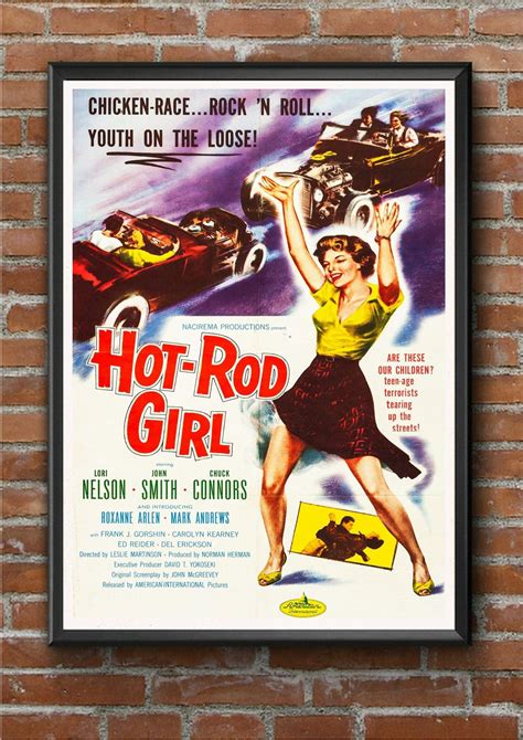 Vintage Movie Poster Hot Rod Girl 1950'S Rock 'N Roll Poster Wall Art ...