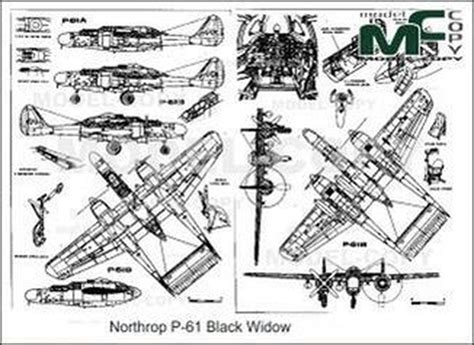 Northrop P-61 Black Widow - 2D drawing (blueprints) - 20944 - Model ...