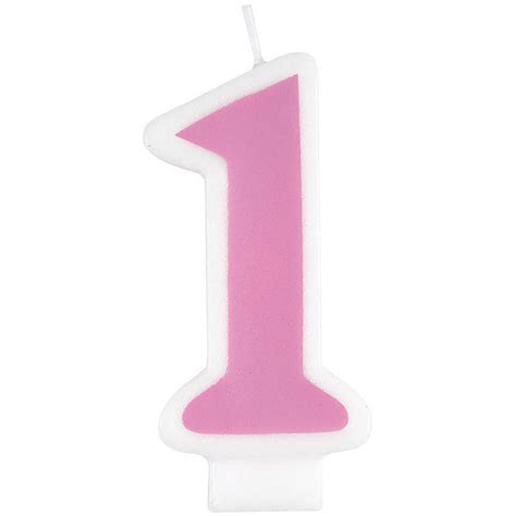 Unique Industries Number 1 Shaped Pink Solid Print 1st Birthday Candle ...