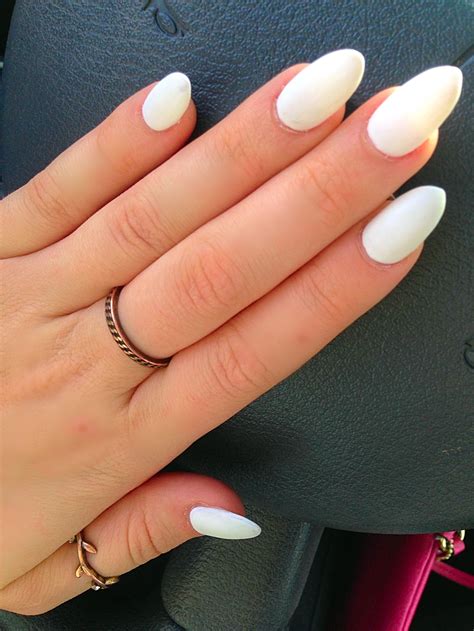 +18 All White Almond Shaped Nails PNG - jonathansamplecomics