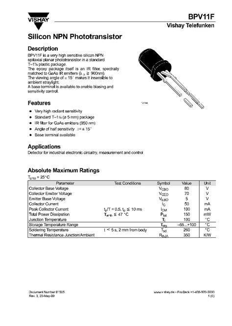 BPV11F_1220070.PDF Datasheet Download --- IC-ON-LINE