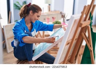 Young Woman Artist Smiling Confident Drawing Stock Photo 2216375813 ...