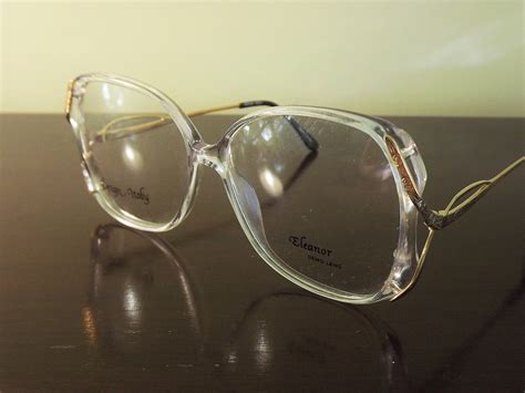 Big Womens Eyeglasses Funky 1980s White See Through Clear And Gold ...