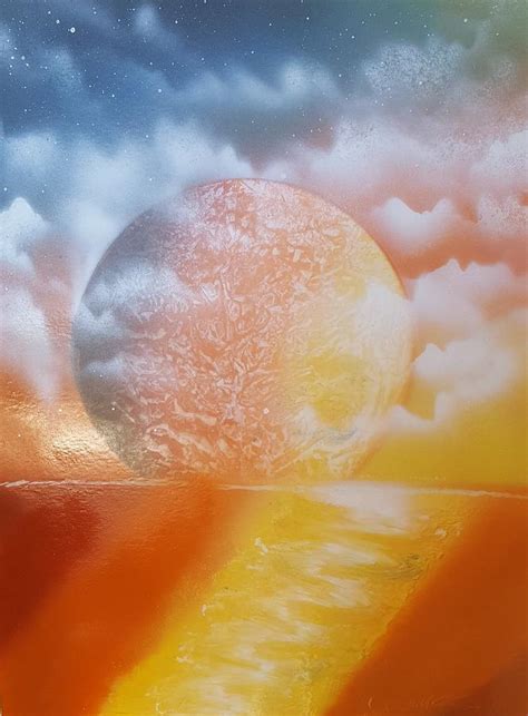 Orange/Yellow sun clouds Painting by Carlos Gomes