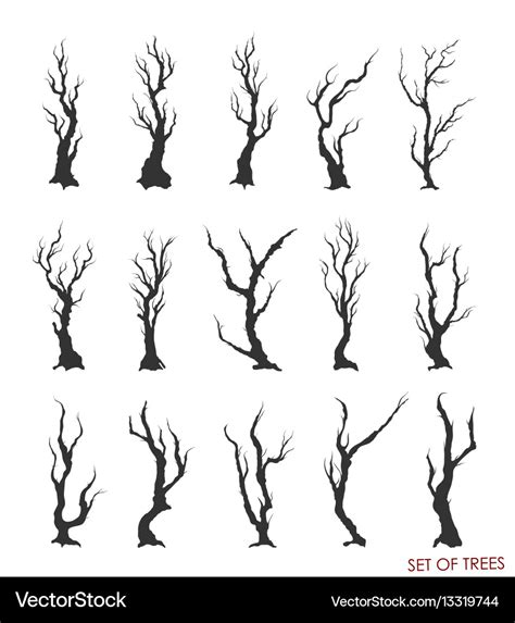 Set of dead trees and branches Royalty Free Vector Image