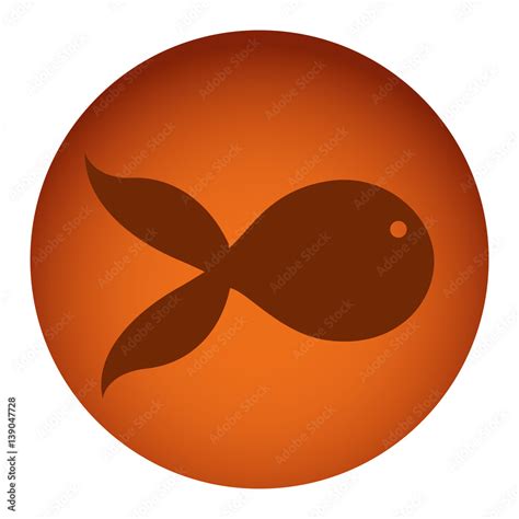 orange color circular frame with silhouette fish aquatic animal vector ...