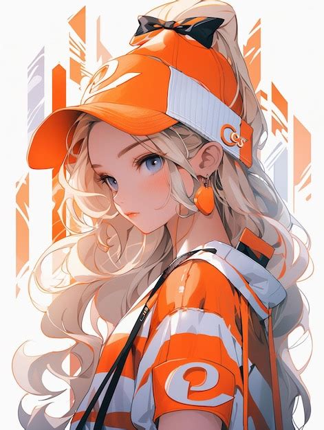 Premium AI Image | anime girl with orange hat and orange shirt and ...