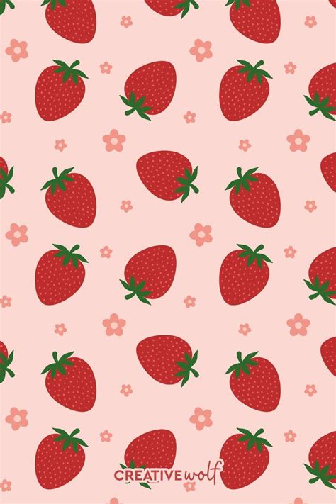 Cute Strawberry Floral Pattern on a Pastel Pink Background | Valentines ...