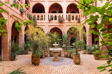 beautiful garden inside moroccan courtyard, marrakech Stock Photo ...