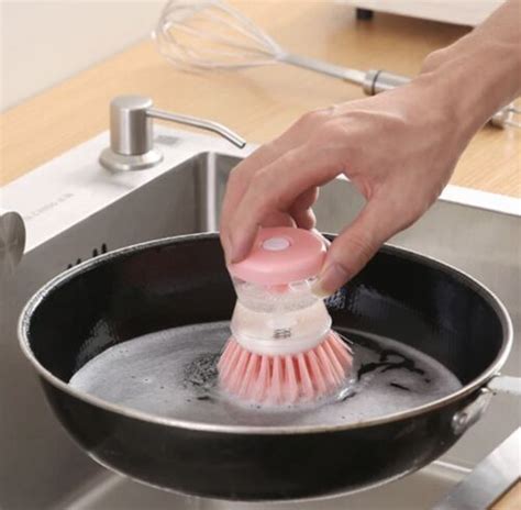 3Pcs Soap Liquid Dispensing Pot Brushes Kitchen Dish Pan Sink Clean ...