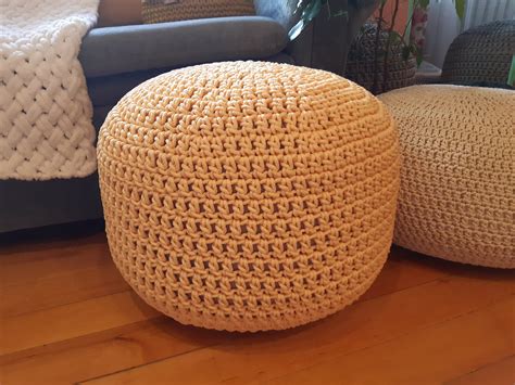 Crochet Pouf Ottoman Pattern PDF With Photo Crochet Home Decor | Etsy