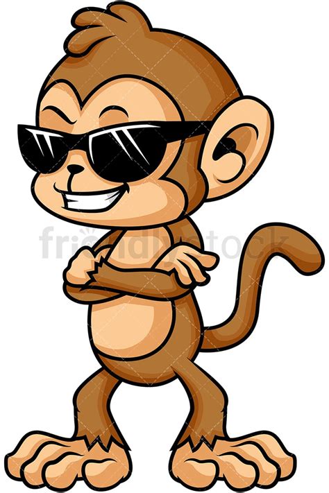 Monkey With Sunglasses Cartoon Vector Clipart - FriendlyStock