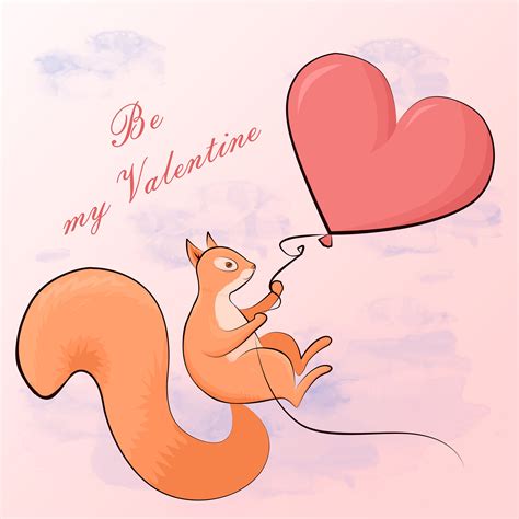 Cute squirrel Valentine's Day digital card printable | Etsy