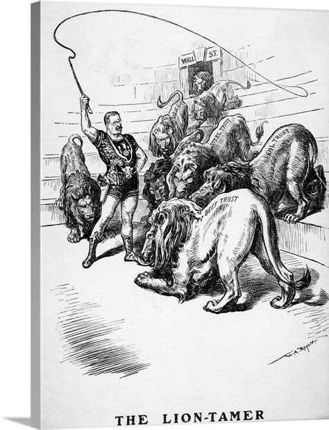 Theodore Roosevelt, The Lion-Tamer -Political Cartoon Wall Art, Canvas ...