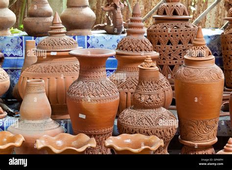 Earthenware handmade old clay pots Stock Photo - Alamy