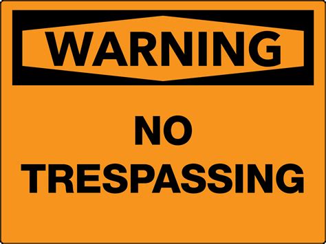 Warning No Trespassing Wall Sign