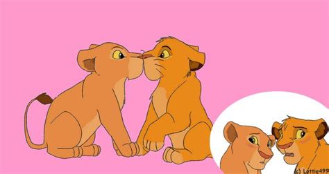 Simba and Nala Kiss by RogueLottie