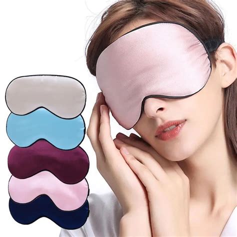 Silk Eye Mask Sleep Padded Eyeshade Cover Rest Travel Relax Goggles ...