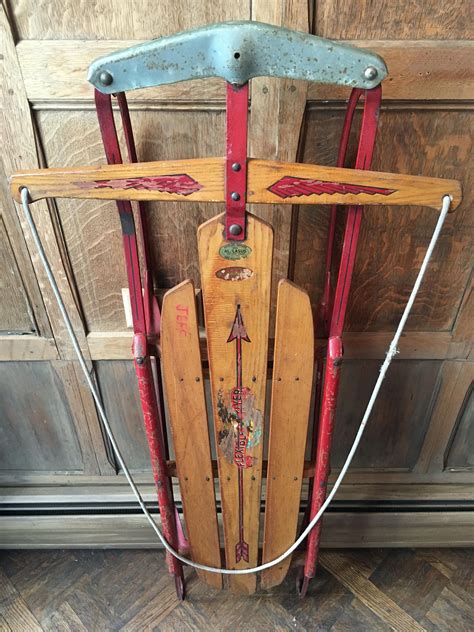 Vintage Wooden Sled, Christmas Decor Sled, Antique Sled, Flexible Flyer