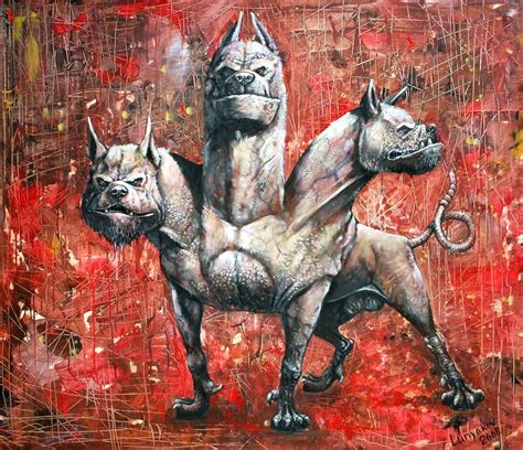 Cerberus. Painting by Sascha Lunyakov | Saatchi Art