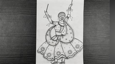 Garba Girl Drawing || Garba Drawing For Navratri Festival || Easy Garba ...