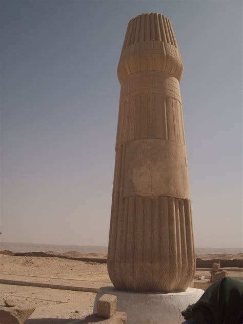 A partially reconstructed lotiform column, depicting a water lily stem ...