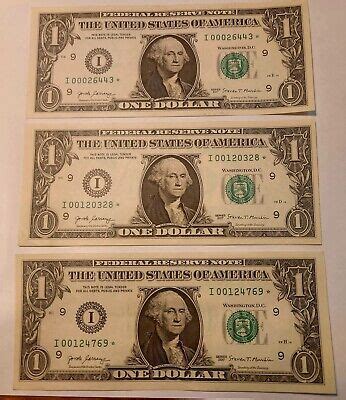 3 Very Rare 2017 One Dollar Bill Star Notes in Almost Uncirculated ...