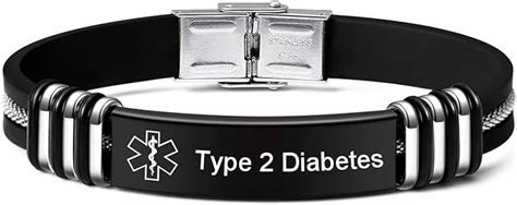 Bracelet for Type 2 Diabetes Stainless Steel Medical Alert ID Bracelet ...