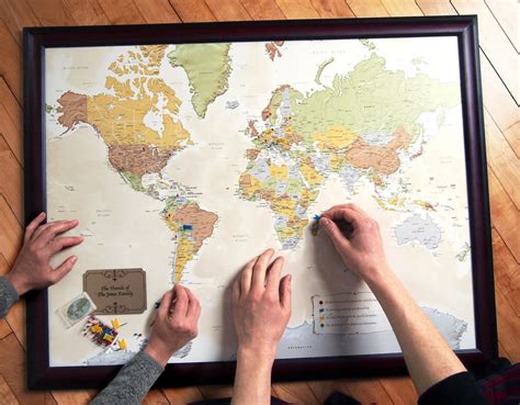 Map Your Travels Push Pin World Travel Map Framed – MapYourTravels.com