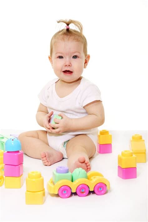 Baby Playing with Colored Blocks Stock Photo - Image of happy ...