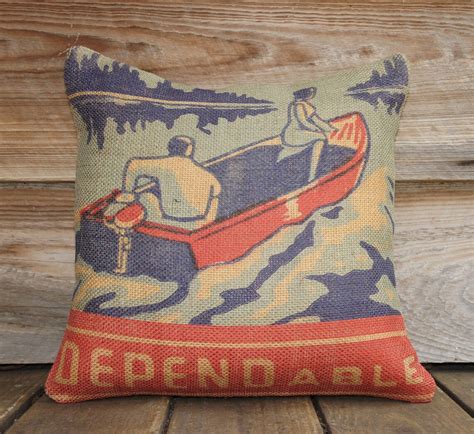 Blue and Red Throw Pillow Decorative Burlap Pillow Cushion - Etsy