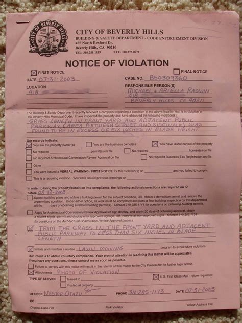 Costum Parking Violation Notice Template Word Example - Tacitproject