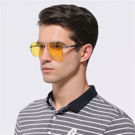 Mens Polarized Night Driving Sunglasses Men Brand Designer Yellow Lens ...