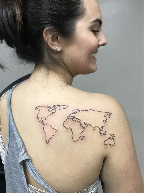 World map tattoo done by Rick Levenchuck at Whiskey River Tattoo in ...