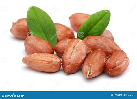 Peanuts and Leaves Isolated on White Stock Image - Image of fresh ...