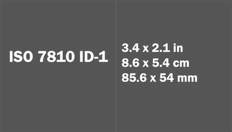 ISO 7810 ID-1 Size in CM - Business Card Paper Sizes