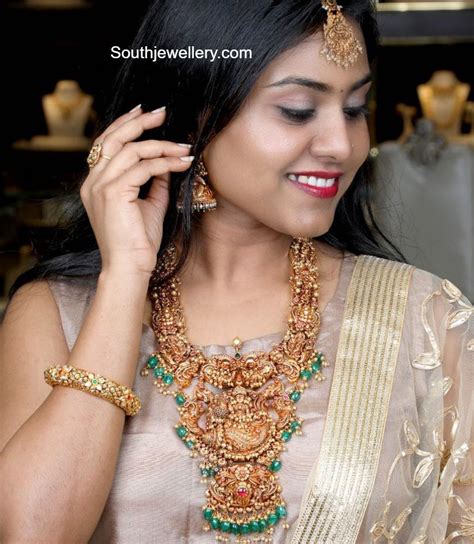 Antique gold bridal nakshi haram - Indian Jewellery Designs