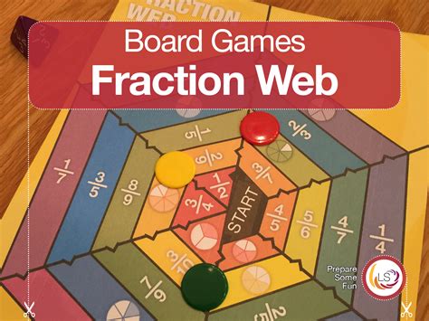 a board game with fractions and numbers on it