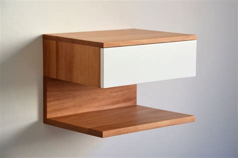 MINIMALIST white floating nightstand with an extra shelf ...